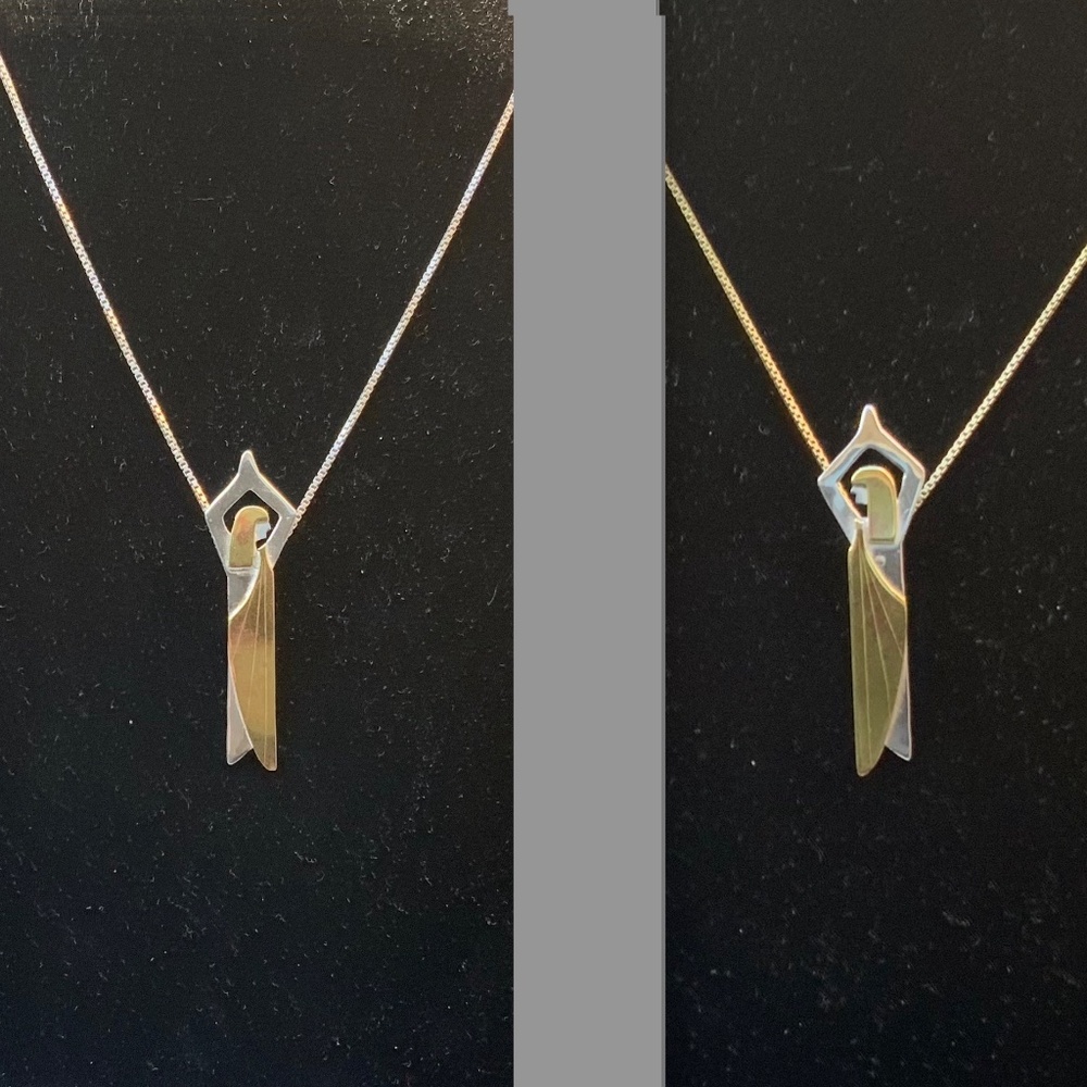 2 Sterling Silver Signed Egyptian TWIN Sister Necklace Handmade Artisan 925